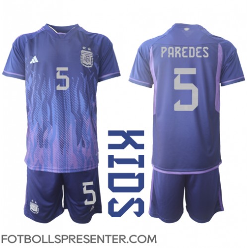 Argentina Leandro Paredes #5 Bortatröja Barn VM 2022 Kortärmad (+ korta byxor)